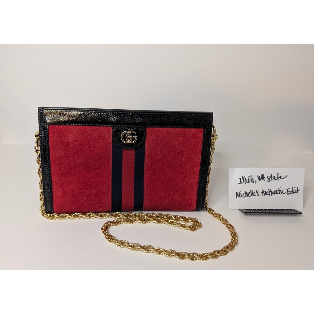 Ophidia Suede Chain Crossbody Shoulder Bag COA Included